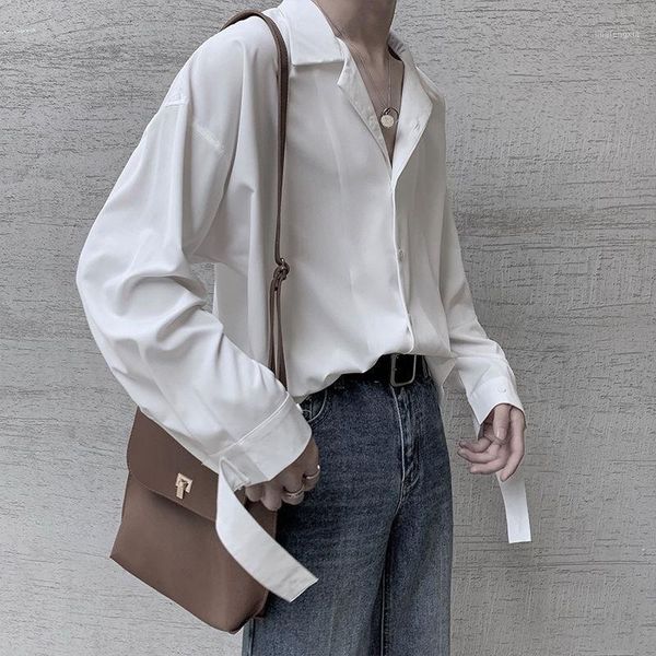 

2020 spring and autumn new youth popular korean solid color loose suit collar long sleeve shirt fashion casual wild -2xl1, White;black