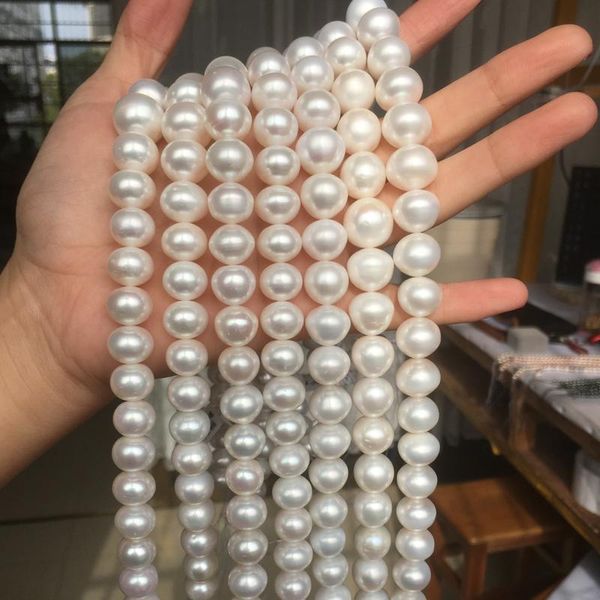 

chains freshwater pearl necklace round shape with size 12-14mm perfect luster for jewelry diy loose strands, Silver