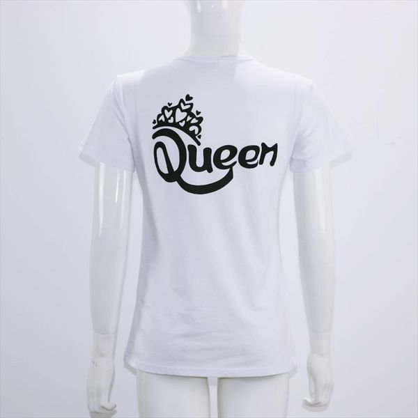 

2021 summer family tshirt o neck king queen prince princess crown letter print tee cotton couple casual shirt valentine matching, White
