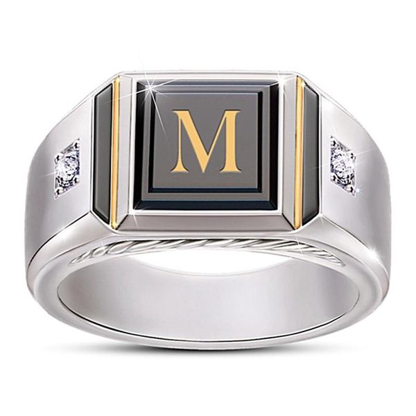

wedding rings m good quality white gold color jewelry male ring fashion square black enamel men selling, Slivery;golden