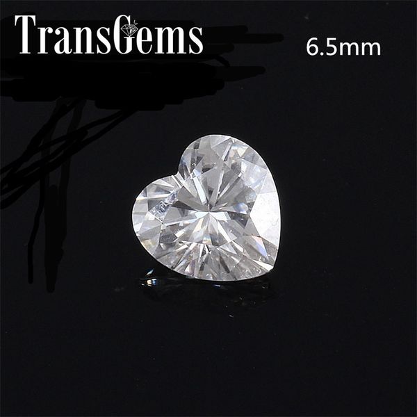 

transgems 1 ct 6.5mm f color heart shape lab grown moissanite diamond loose stone as real diamond y200620, Black
