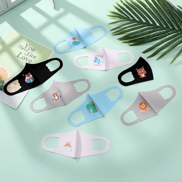 

for 4-12 years old mouth mask cartoon printed dust children ice silk face masks washable reusable student kids mout