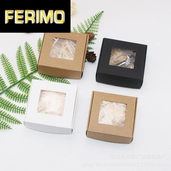 

gift wrap 5pcs kraft paper with window candy chocolate box small cake packaging bags wedding party decoration handmade soap1
