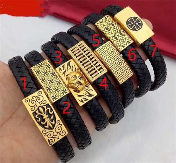 Marca de moda chamada senhora homens clasps pulseiras de couro Phisksity com acessórios gravados de ouro Atacado 13