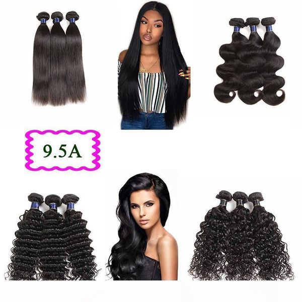 

9.5a mink brazilian straight hair weave 100% unprocessed virgin hair body deep wave malaysian indian virgin human hair extensions, Black