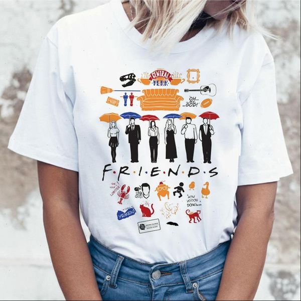 

harajuku t shirts women funny t shirts friends 90s tshirt fashion graphic tees female short sleeve tee shirts, White