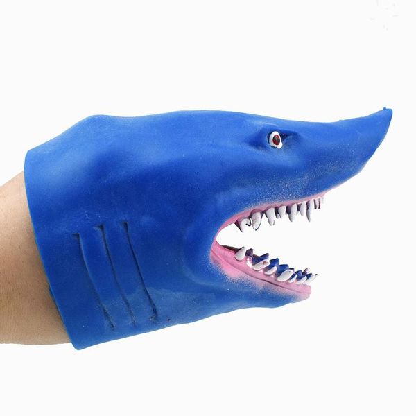 

thermoplastic rubber s-hark hand puppet toy props shark puppet novelty funny toy for childern gifts story tell wmtupf, Gray;blue