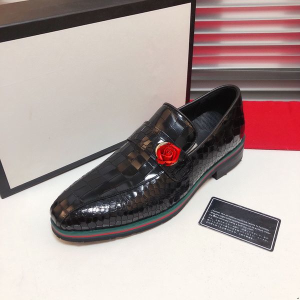 

men shoes lace-up waterproof crocodile pattern glossy pointed toe men's shoes wedding dress business mature solid color shoes, Black