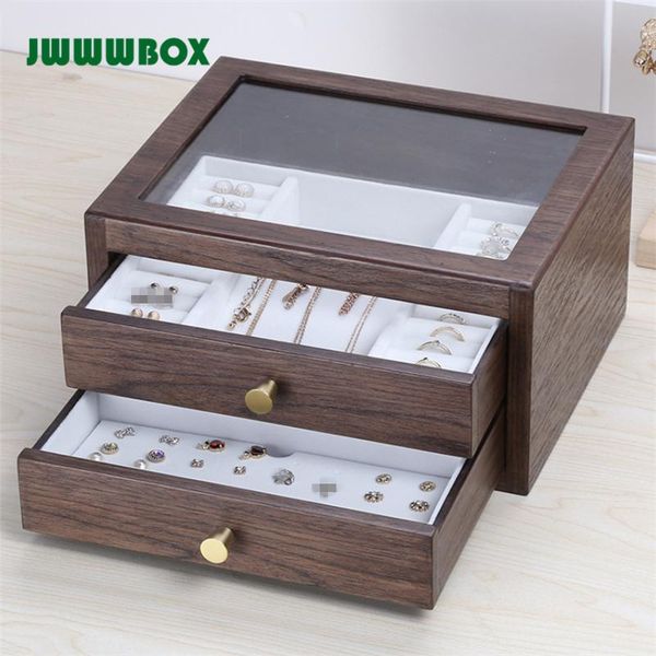 

jewelry pouches, bags jwwwbox vintage wooden box drawer type double layers necklaces earrings rings bracelets packaging display, Pink;blue