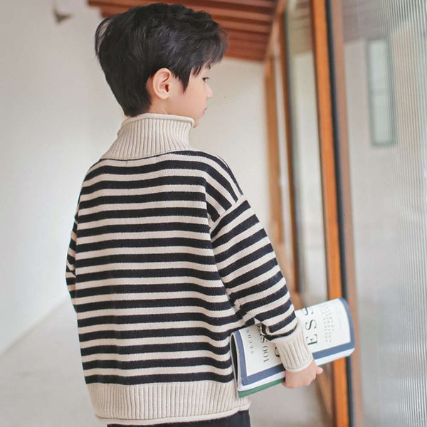 

and sweaters, knitwear, boys' thickened winter autumn wtern sle , children's warm cloth, striped high collar fashion pkvr, Blue