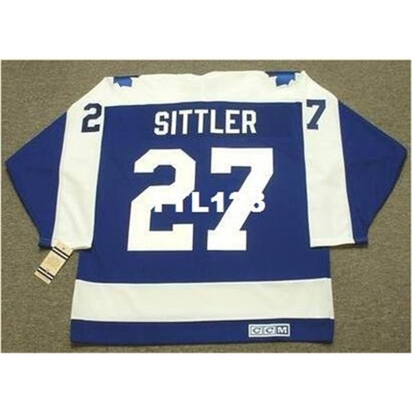 

121s #27 darryl sittler toronto maple leafs 1975 ccm vintage hockey jersey or custom any name or number retro jersey, Black