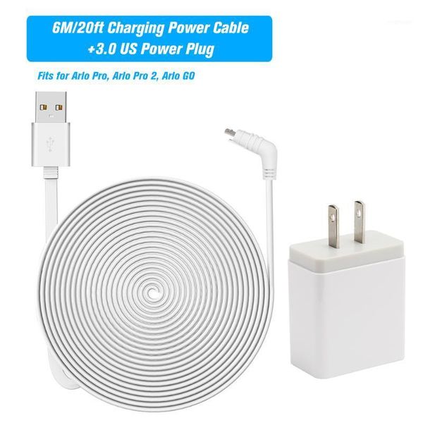 

6m/20ft charging power cable fits for arlo pro arlo go weatherproof flat cable micro usb charging power cord with plug1