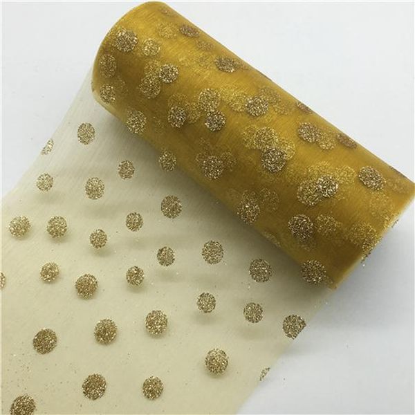 

10yardx15cm crystal pom tutu tulle roll organza sheer gauze element for table runner and home garden wedding party decoration jllals