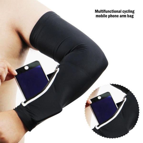 

elbow & knee pads 1pc short arm warmer for mobile phone multifunctional stretch bag running riding sunscreen armband wrist, Black;gray