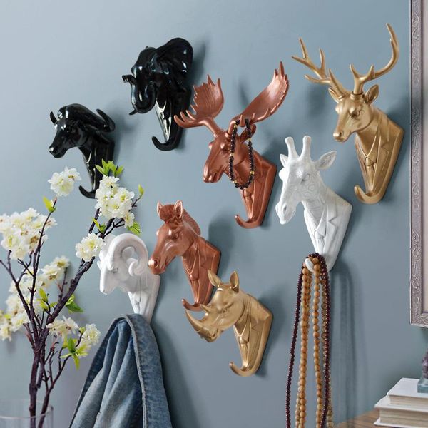 

hooks & rails decorative hook home decoration personality deer elephant wall hanging door coat multifunctional resin animal crafts gift