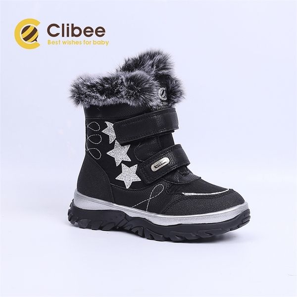 

clibee girls winter autumn pu leather snow mid-calf ankle martin for kids toddler children outdoor boots y201028, Black;grey