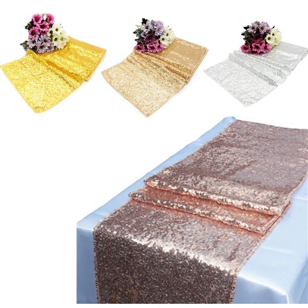 

1pcs 30x275cm 30x180cm gold rose gold sequin table runner for party table cloth weddings decoration table runners for home f wmtzlc