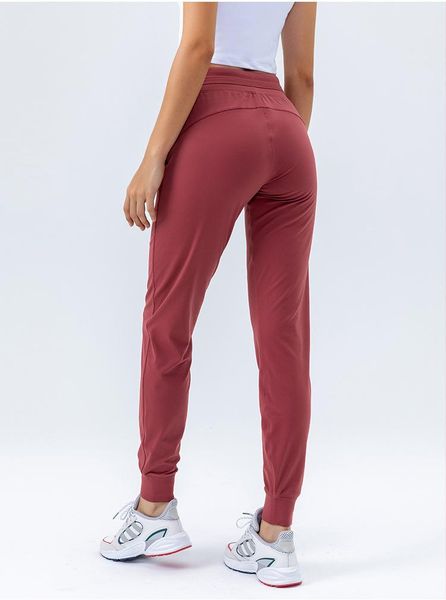 

2020 new style brushed yoga pants women quick-drying elastic running fitness pants slim slimming waist pants, White;red