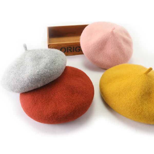 

natural wool beret hat woman winter cap comfortable warm bonnet classical french artist elegant lady fashion trendy hat, Blue;gray