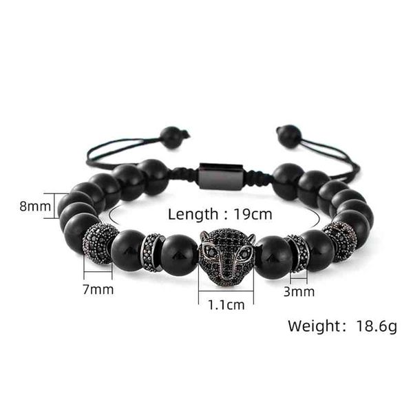 

f242 spacer beads bracelet zircon black for men fashion panther custom animal hand made plain agate stone bracelet, Golden;silver
