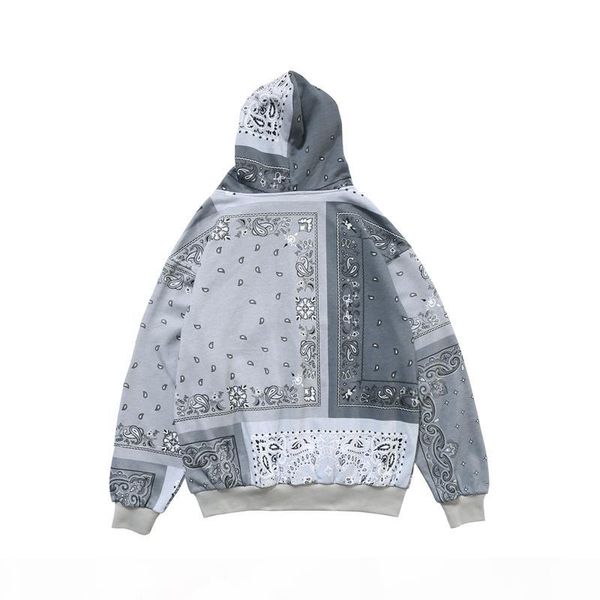 

embroidered bandana patchwork full zip hooded sweatshirts jackets 2020 harajuku hip hop casual hoodies coats mens wq017, Black