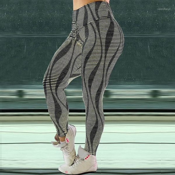 

yoga outfits women's pants autumn sports clothes slim running sportswear 3d striped female high waist fitness yoga1, White;red