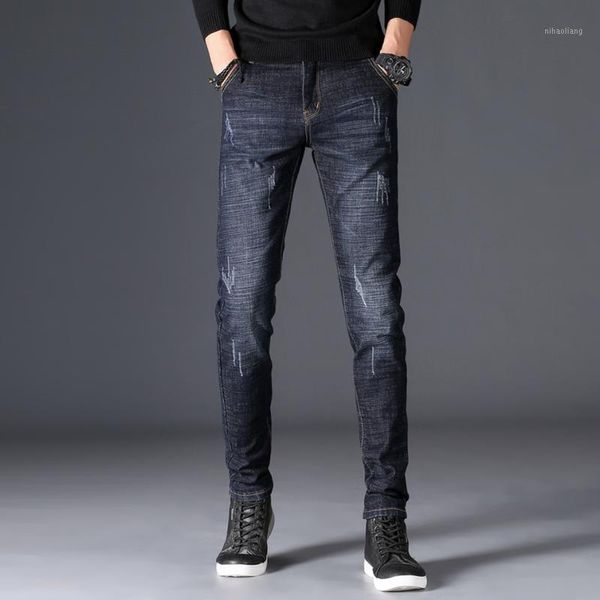

men's jeans 2021 men's claw pattern slim stretch fashion casual jeans1, Blue