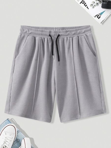 

men solid drawstring waist shorts e6sf#, Black