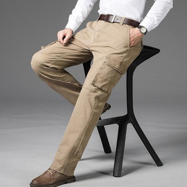 

2021 male man's multi-pocket monkey winter casual mark green army loose cotton cargo long pants rwvh, Black