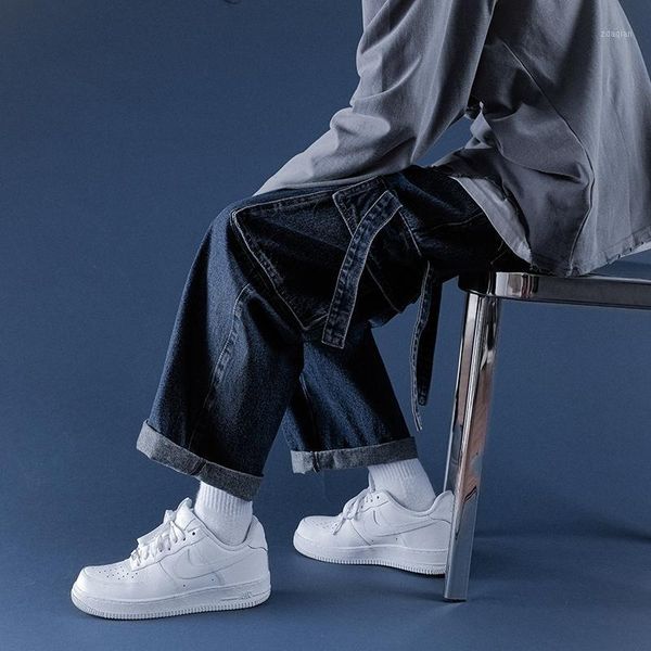 

casual solid jeans mens 2020 autumn korean style fashion hip hop men's jeans loose denim pants men1, Blue