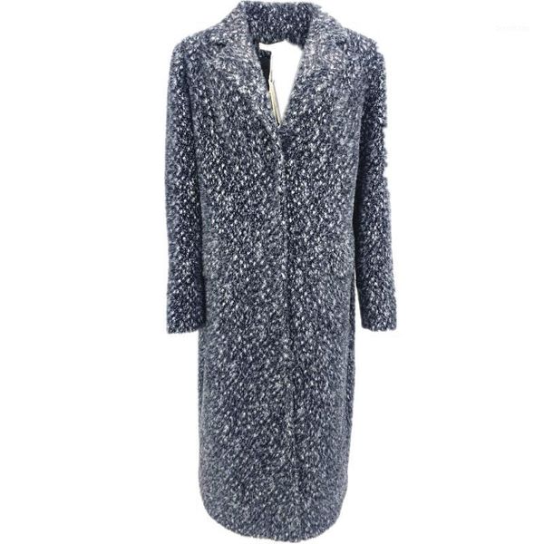 

2020 fall winter women long knitted imitation mink wool coats casual warm1, Black