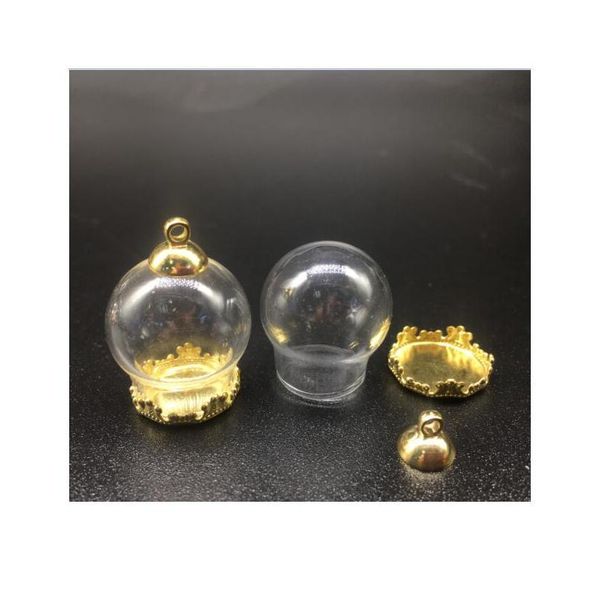 

500set 20*15mm glass globes with metal copper setting base beads cap set vials pendant wishing glass bottle jewelry jllgtf, Black