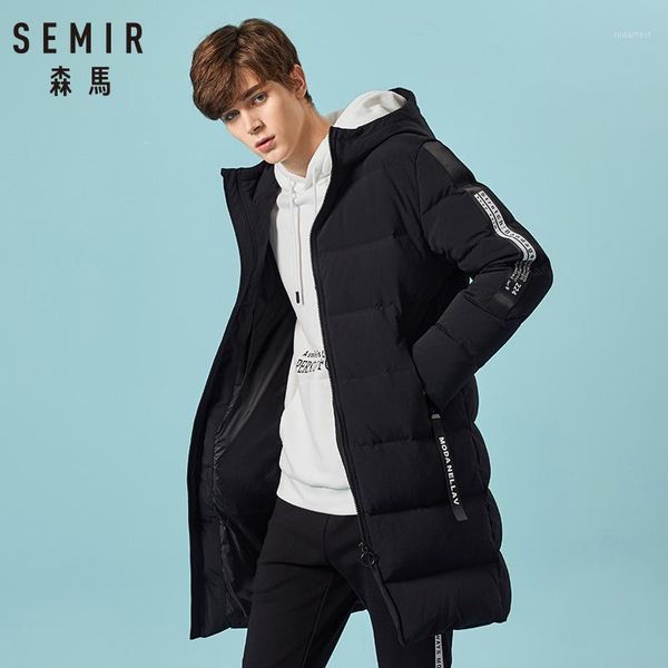 

semir russian winter down jacket men brand clothing long warm thick 80% grey duck down coat male witner jackets for man1, Black