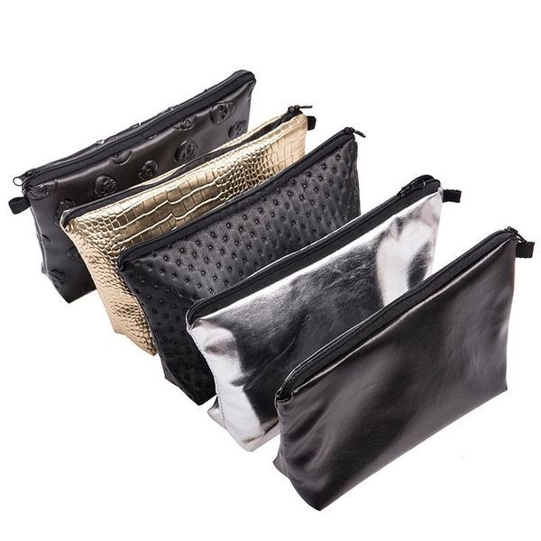 

cosmetic bags & cases solid color leather storage wash bag waterproof custom laser fashion clutch for man women wholesale