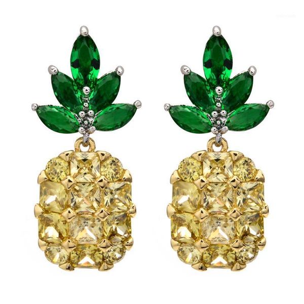 

High quality pineapple zircon earrings for women/girls fashion jewelry earrings ER-2351, Golden;silver