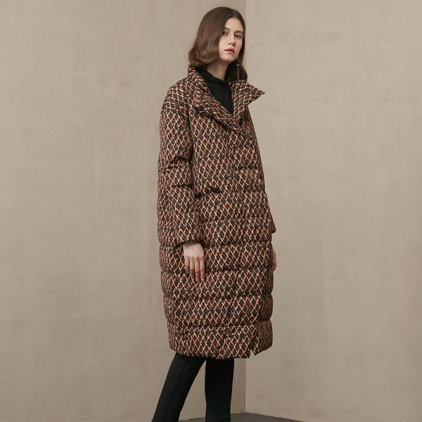 

new winter silkworm long-style thick oversized female literary turtlenecks standard rhombic duck down f53 coats, Black