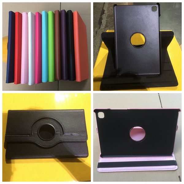 

360 rotating leechee litchi leather for samsung tab a7 t500 2020 fold wallet stand holder holster case tablet flip cover