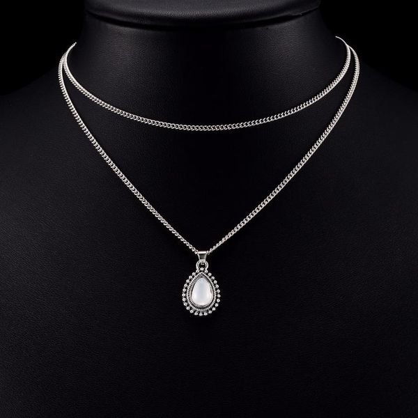 

vienkim multi слой винтажный серебряный цвет капля каменные кулон ожерелье boho ювелирные изделия женщины девушка ювелирные изделия g sqciax, Golden;silver