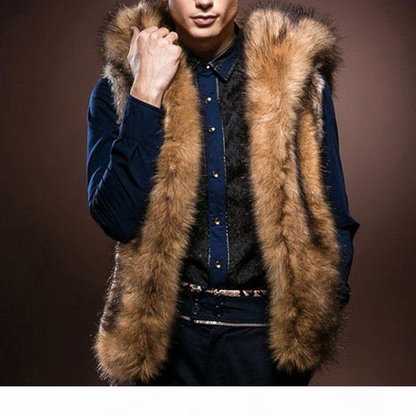 

winter hooded faux fur vest men sleeveless hairy thicken warm jacket outerwear coat male plus size s-3xl waistcoat, Black;white