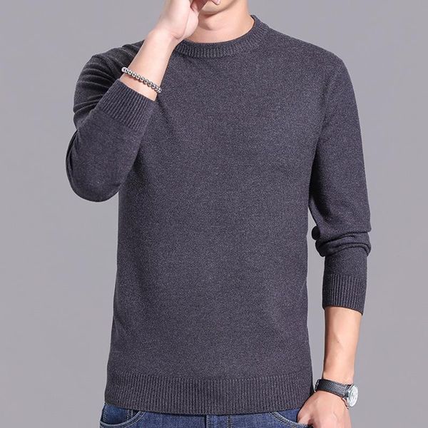 

winter thick knitted sweater for men smart casual pullovers knitwear solid color o-neck long sleeve size -4xl for obesity group, White;black