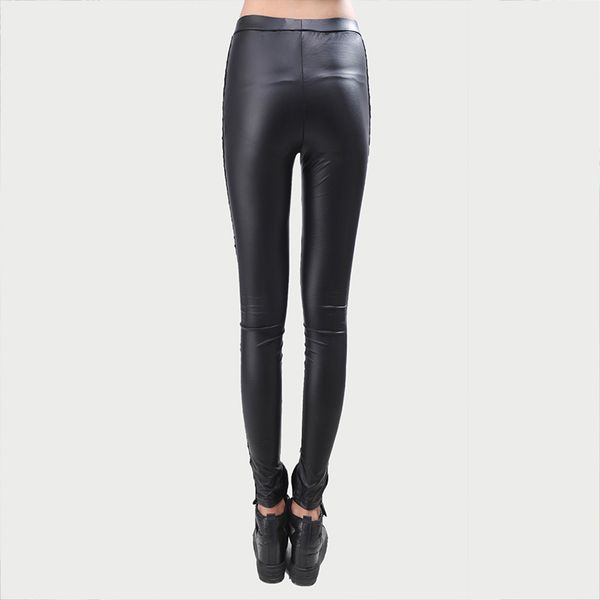

black legins punk gothic fashion women leggings pu leather stitching embroidery hollow lace legging for women leggins 201203