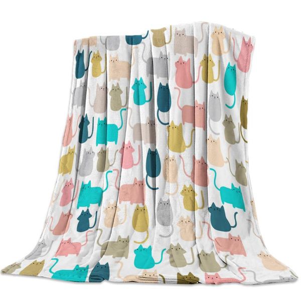 

kawaii cat animal cartoon color throw blanket warm microfiber blanket bedroom sofa supplies blankets for beds