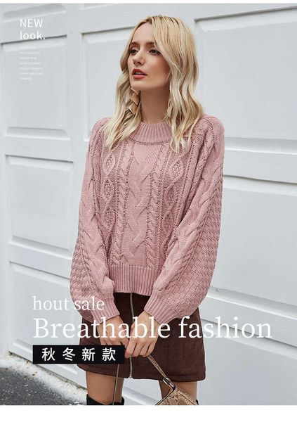 

vipnew round neck pullover women's t-shirt twist flower long sleeve loose sweater top, White;black