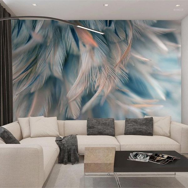 

custom mural wallpaper 3d color feather fresco living room bedroom home decor backdrop wall painting modern art papel de parede1