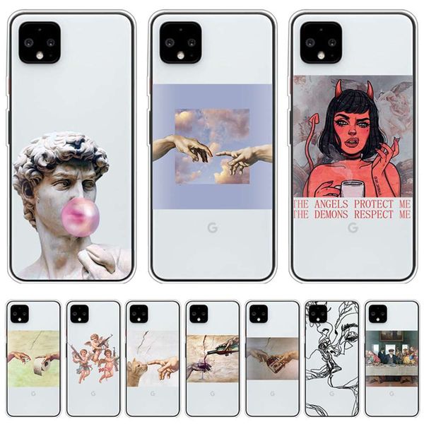

mobile phone silicone soft cover silicone shell mona lisa, david, google pixel 4a 5, google pixel 3 3a 4 xl dignvfe1