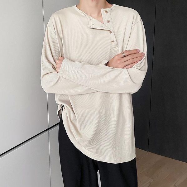 

korean fashion sweater men solid black beige color loose spring autumn winter, White;black