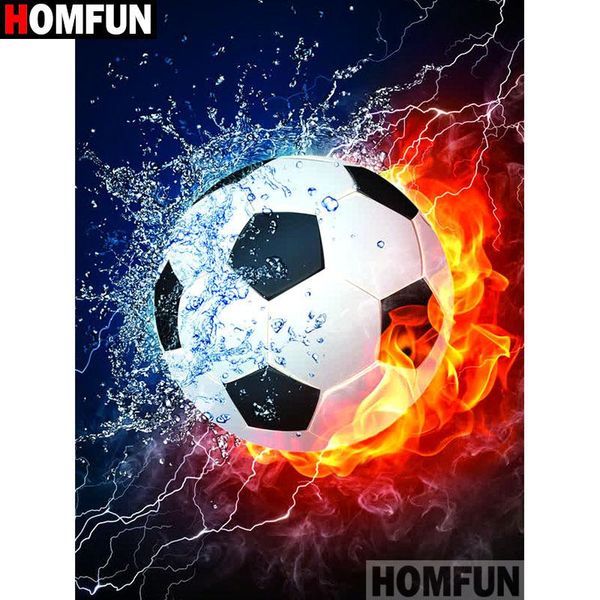

homfun полная площадь / круглый drill 5d diy алмазной картина «вода огнь футбол» вышивка крест 3d home decor a10949