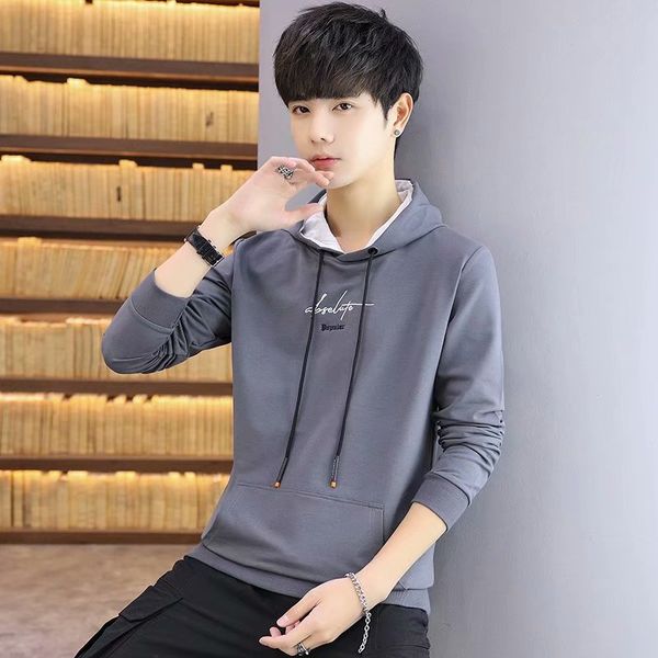 

men's hoodies spring autumn streetwear long sleeve pullover sweatshirt men casual minimalist print hoodie kg-172, Black