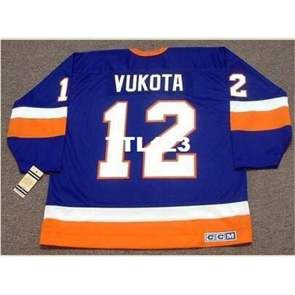 

121 #12 mick vukota new york islanders 1993 ccm vintage home hockey jersey or custom any name or number retro jersey, Black