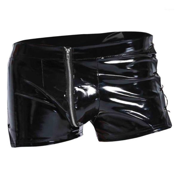 

new fashion man open crotch zipper shorts set pajamas black lingerie1